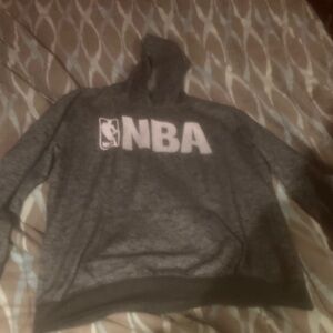 NBA Logo Spellout Mens Gray Pullover Hoodie Sweatshirt XLarge